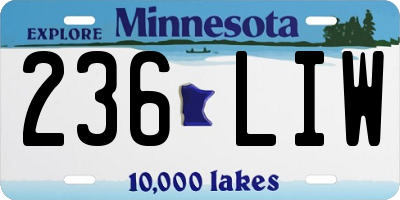 MN license plate 236LIW