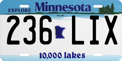MN license plate 236LIX