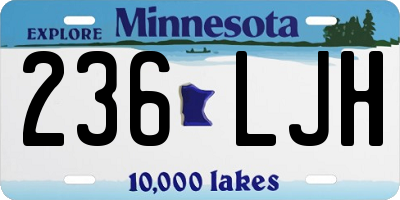 MN license plate 236LJH