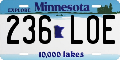 MN license plate 236LOE