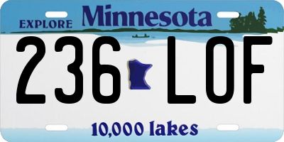 MN license plate 236LOF