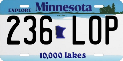 MN license plate 236LOP