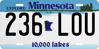 MN license plate 236LOU