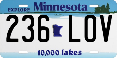MN license plate 236LOV