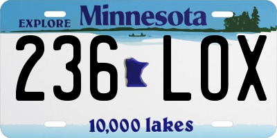 MN license plate 236LOX