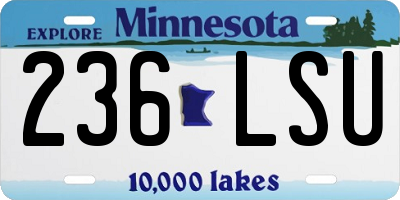 MN license plate 236LSU