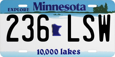MN license plate 236LSW