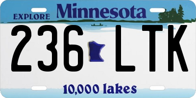 MN license plate 236LTK