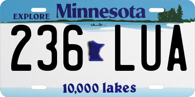 MN license plate 236LUA
