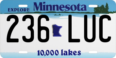 MN license plate 236LUC