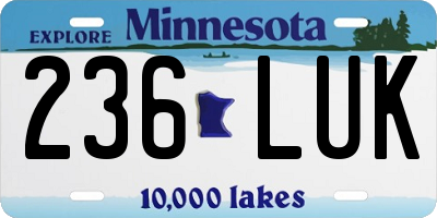 MN license plate 236LUK