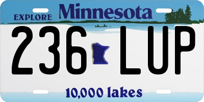MN license plate 236LUP