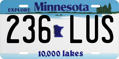 MN license plate 236LUS