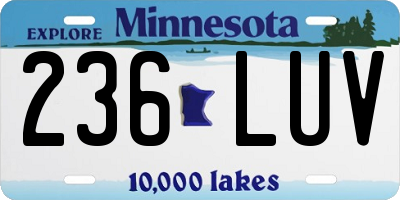 MN license plate 236LUV