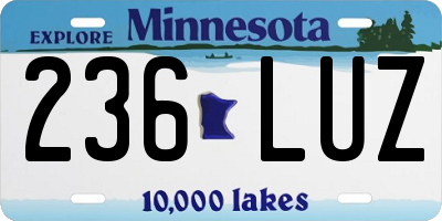 MN license plate 236LUZ