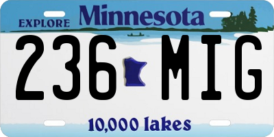 MN license plate 236MIG