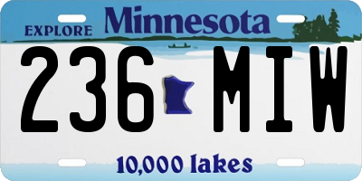 MN license plate 236MIW