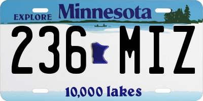 MN license plate 236MIZ