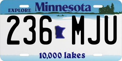 MN license plate 236MJU