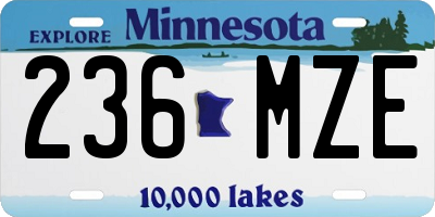 MN license plate 236MZE