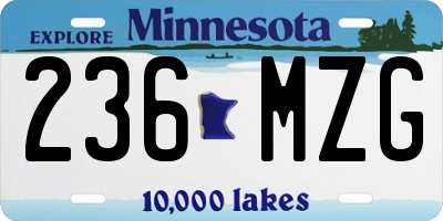 MN license plate 236MZG