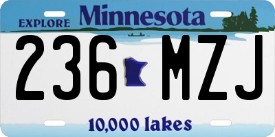 MN license plate 236MZJ