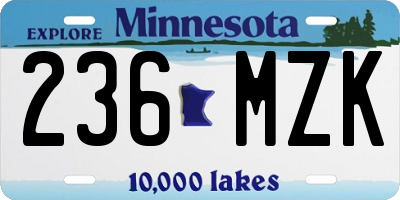 MN license plate 236MZK