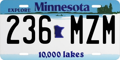 MN license plate 236MZM