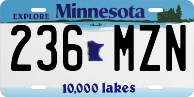 MN license plate 236MZN