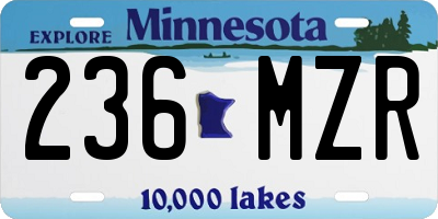 MN license plate 236MZR
