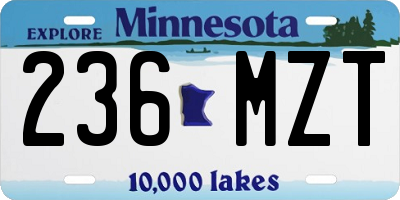 MN license plate 236MZT