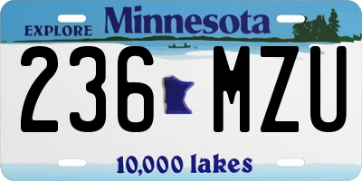MN license plate 236MZU