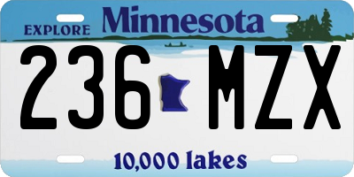 MN license plate 236MZX