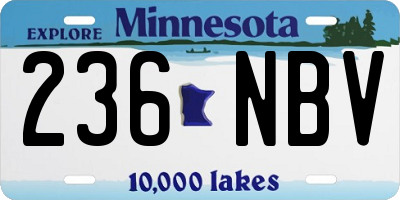 MN license plate 236NBV