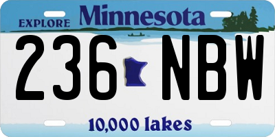 MN license plate 236NBW