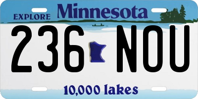 MN license plate 236NOU