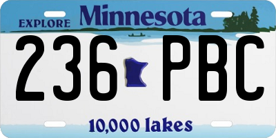 MN license plate 236PBC