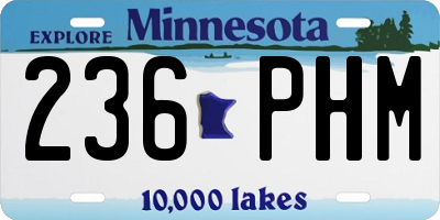 MN license plate 236PHM