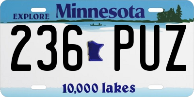 MN license plate 236PUZ
