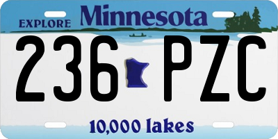 MN license plate 236PZC