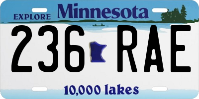 MN license plate 236RAE