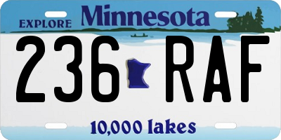 MN license plate 236RAF
