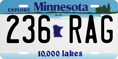 MN license plate 236RAG