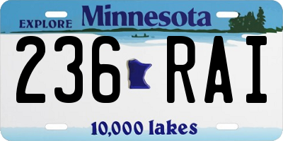 MN license plate 236RAI