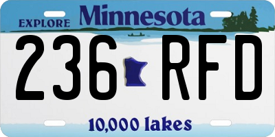 MN license plate 236RFD