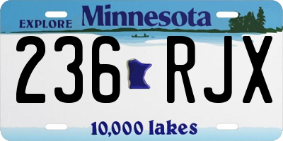 MN license plate 236RJX