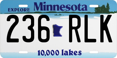 MN license plate 236RLK