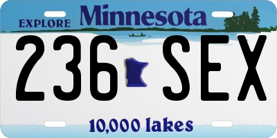 MN license plate 236SEX
