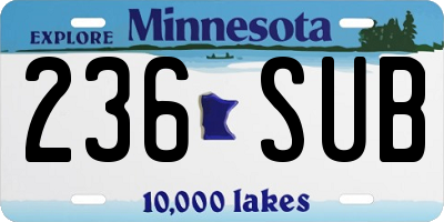 MN license plate 236SUB