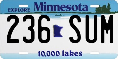 MN license plate 236SUM